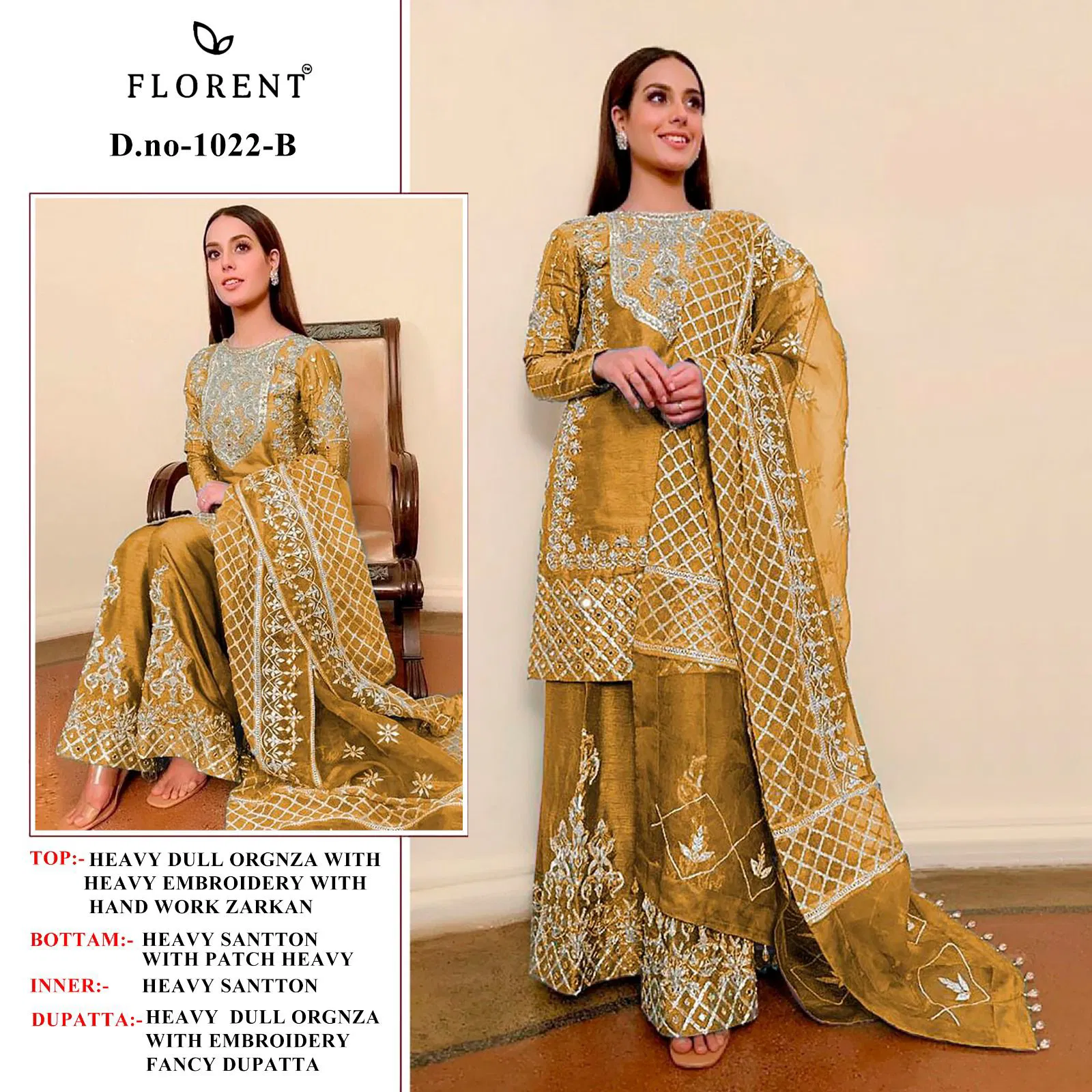 Florent 1022  A To C Organza Embroidered Pakistani Salwar Kameez Wholesale Online
